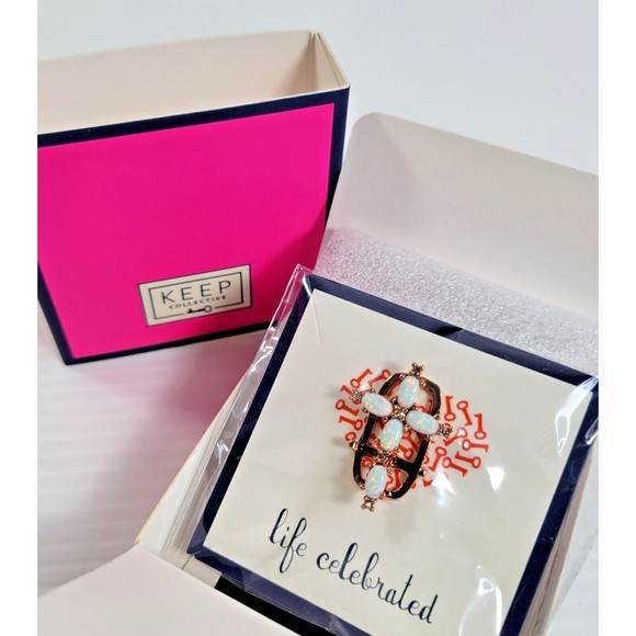 KEEP Collective Opal Stone Cross Charm Rose Gold Collectors Edition Stella & Dot - Picture 1 of 6